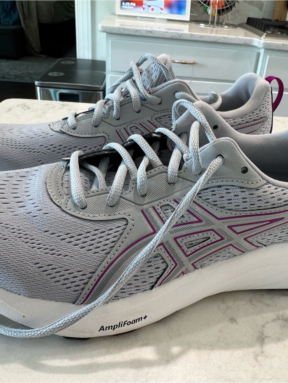 Asics Women's Gray Running Shoes with Purple Accents